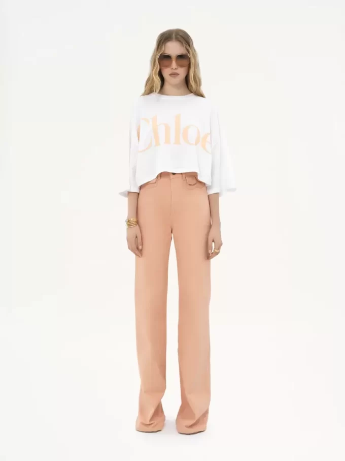 T-shirt oversize court avec logo en jersey de coton