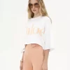 T-shirt oversize court avec logo en jersey de coton