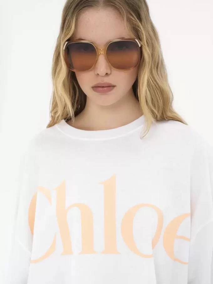 T-shirt oversize court avec logo en jersey de coton