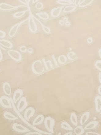 Étole rectangulaire en broderie anglaise de laine et soie