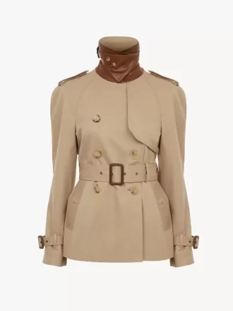 Trench court en gabardine de coton