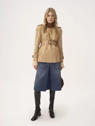 Trench court en gabardine de coton