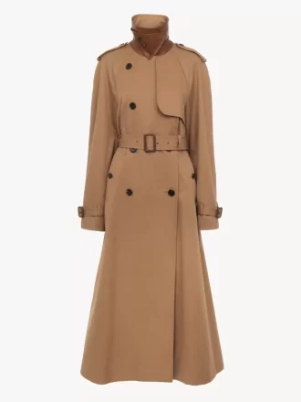 Trench long en gabardine de coton
