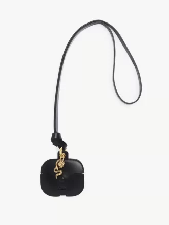 Étui pour écouteurs Chloé Symbols Snake en cuir grainé