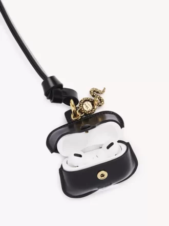 Étui pour écouteurs Chloé Symbols Snake en cuir grainé