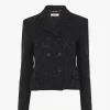 Veste ajustée à double boutonnage en jacquard de laine mélangée