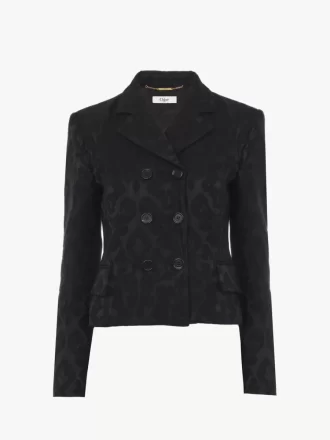 Veste ajustée à double boutonnage en jacquard de laine mélangée