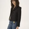 Veste ajustée à double boutonnage en jacquard de laine mélangée