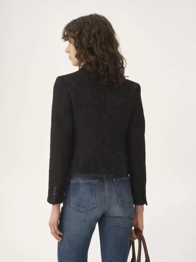 Veste ajustée à double boutonnage en jacquard de laine mélangée