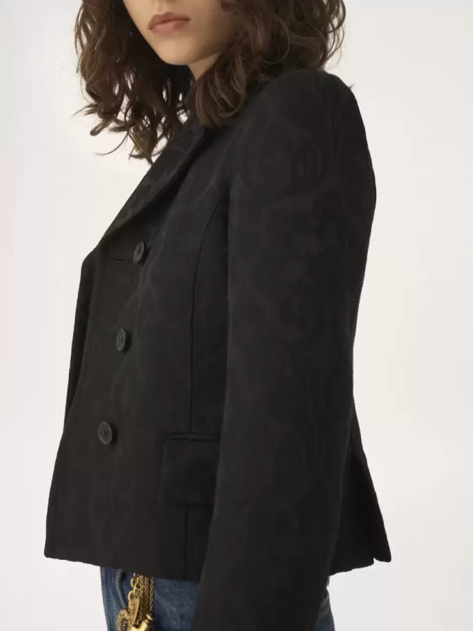 Veste ajustée à double boutonnage en jacquard de laine mélangée