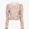 Veste ajustée en taffetas jacquard et dentelle