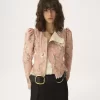 Veste ajustée en taffetas jacquard et dentelle