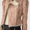 Veste ajustée en taffetas jacquard et dentelle