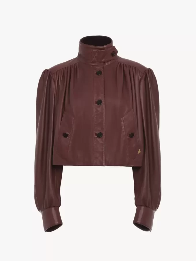 Veste boule froncée en cuir Veste boule froncée en cuir