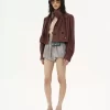 Veste boule froncée en cuir Veste boule froncée en cuir