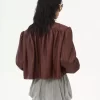 Veste boule froncée en cuir Veste boule froncée en cuir