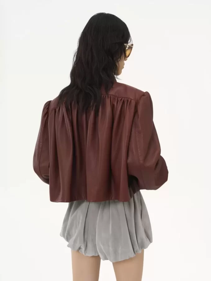 Veste boule froncée en cuir Veste boule froncée en cuir