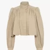 Veste boule froncée en gabardine de coton