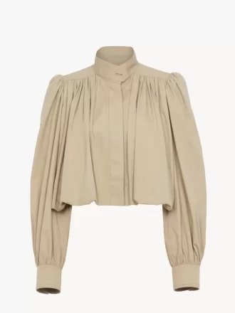 Veste boule froncée en gabardine de coton
