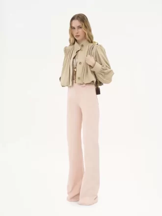 Veste boule froncée en gabardine de coton