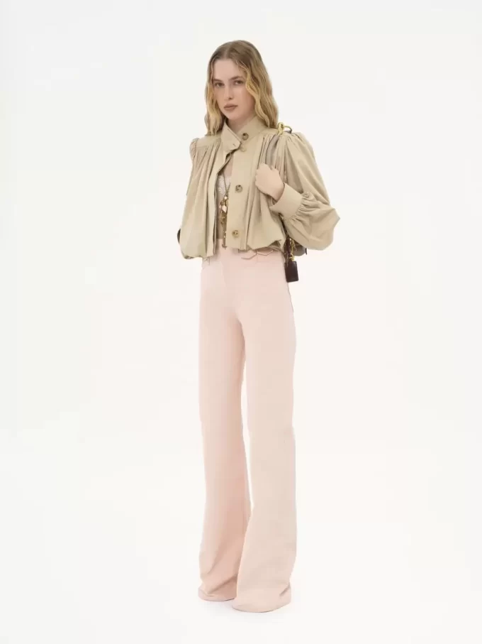 Veste boule froncée en gabardine de coton