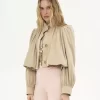 Veste boule froncée en gabardine de coton