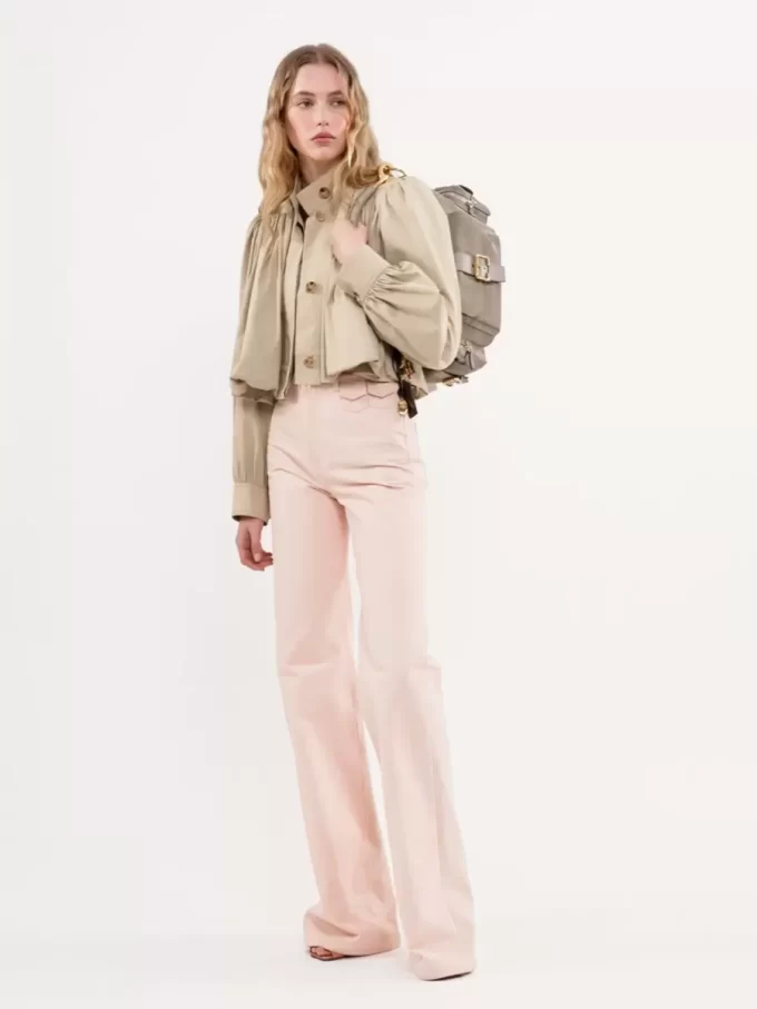 Veste boule froncée en gabardine de coton