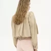 Veste boule froncée en gabardine de coton