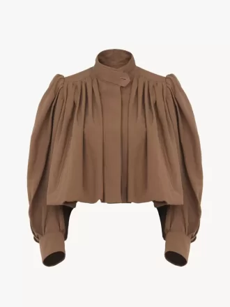 Veste boule froncée en lin et coton