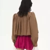 Veste boule froncée en lin et coton