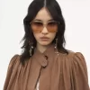 Veste boule froncée en lin et coton