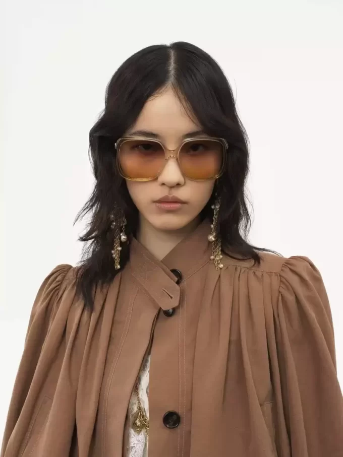Veste boule froncée en lin et coton