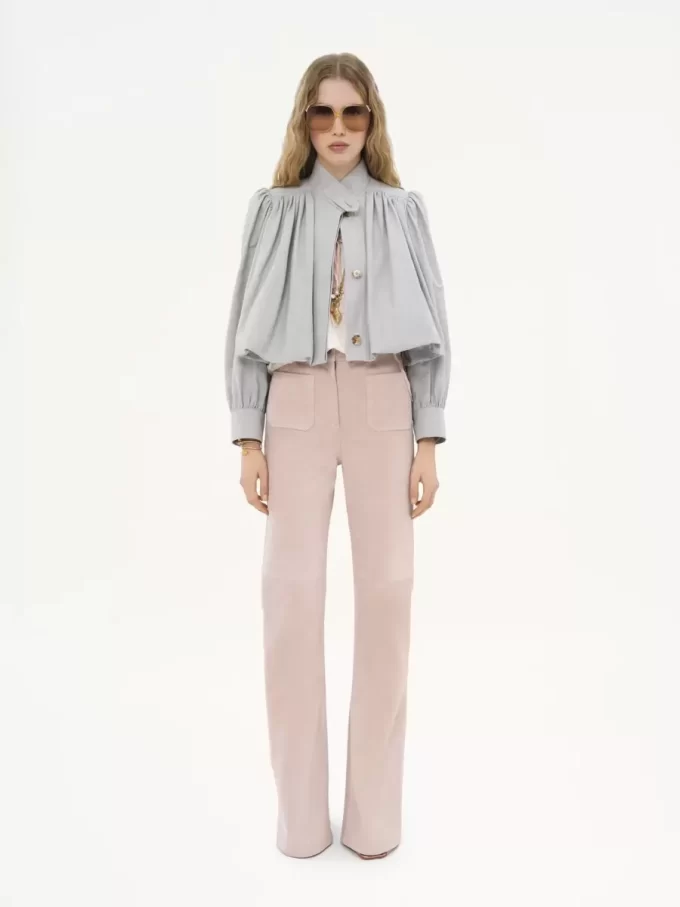 Veste boule froncée en toile de coton