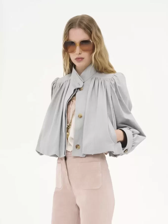 Veste boule froncée en toile de coton
