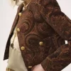 Veste carrée sans col en jacquard tapisserie Veste carrée sans col en jacquard tapisserie
