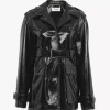 Veste ceinturée en coton enduit brillant