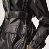 Veste ceinturée en coton enduit brillant