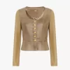 Veste cintrée à col rond en cuir