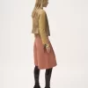 Veste cintrée à col rond en cuir