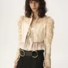 Veste courte ajustée en satin duchesse de soie et dentelle Veste courte ajustée en satin duchesse de soie et dentelle