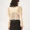 Veste courte ajustée en satin duchesse de soie et dentelle Veste courte ajustée en satin duchesse de soie et dentelle
