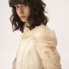 Veste courte ajustée en satin duchesse de soie et dentelle Veste courte ajustée en satin duchesse de soie et dentelle