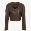 Veste courte à col rond en cuir Veste courte à col rond en cuir