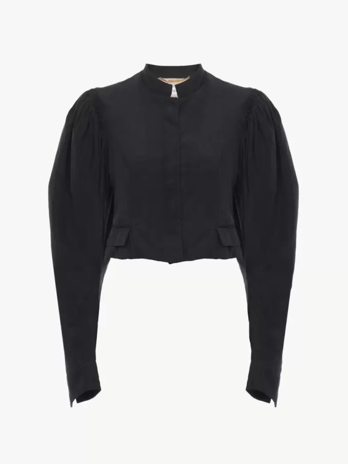 Veste courte à manches bouffantes en faille de soie Veste courte à manches bouffantes en faille de soie