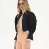 Veste courte à manches bouffantes en faille de soie Veste courte à manches bouffantes en faille de soie
