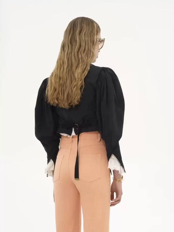 Veste courte à manches bouffantes en faille de soie Veste courte à manches bouffantes en faille de soie