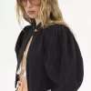 Veste courte à manches bouffantes en faille de soie Veste courte à manches bouffantes en faille de soie