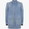Veste froncée à col montant en denim Veste froncée à col montant en denim