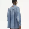 Veste froncée à col montant en denim Veste froncée à col montant en denim