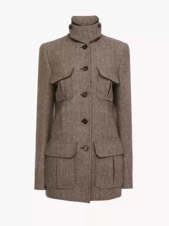 Veste longue d&rsquo;officier en laine à chevrons